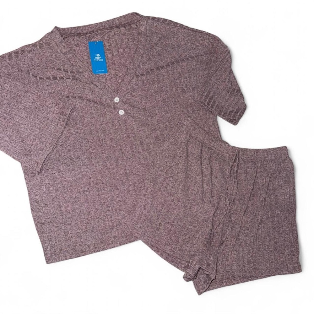 Cupshe Heathered Purple Knit Pajama Set